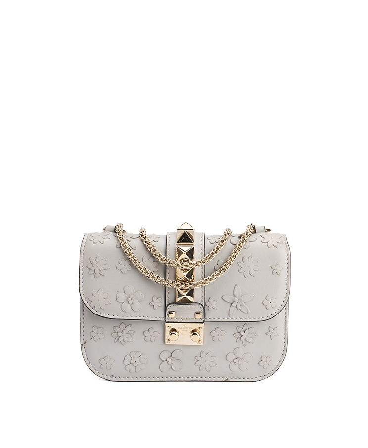 Valentino Garavani Rockstud Glam Lock Vitello Flower Small