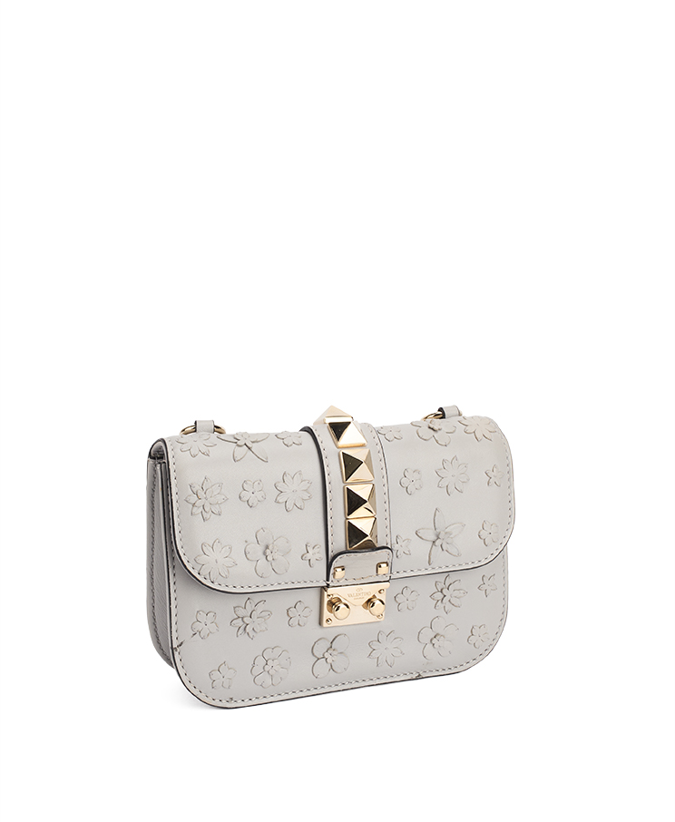 Valentino Garavani Rockstud Glam Lock Vitello Flower Small