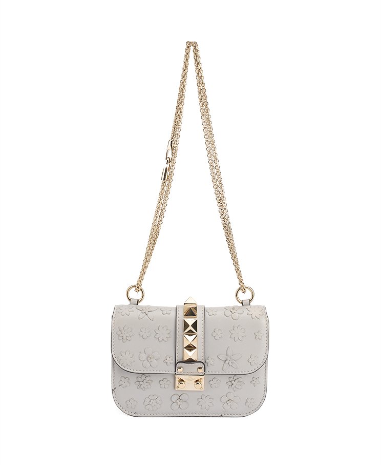 Valentino Garavani Rockstud Glam Lock Vitello Flower Small