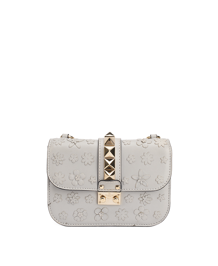 Valentino Garavani Rockstud Glam Lock Vitello Flower Small