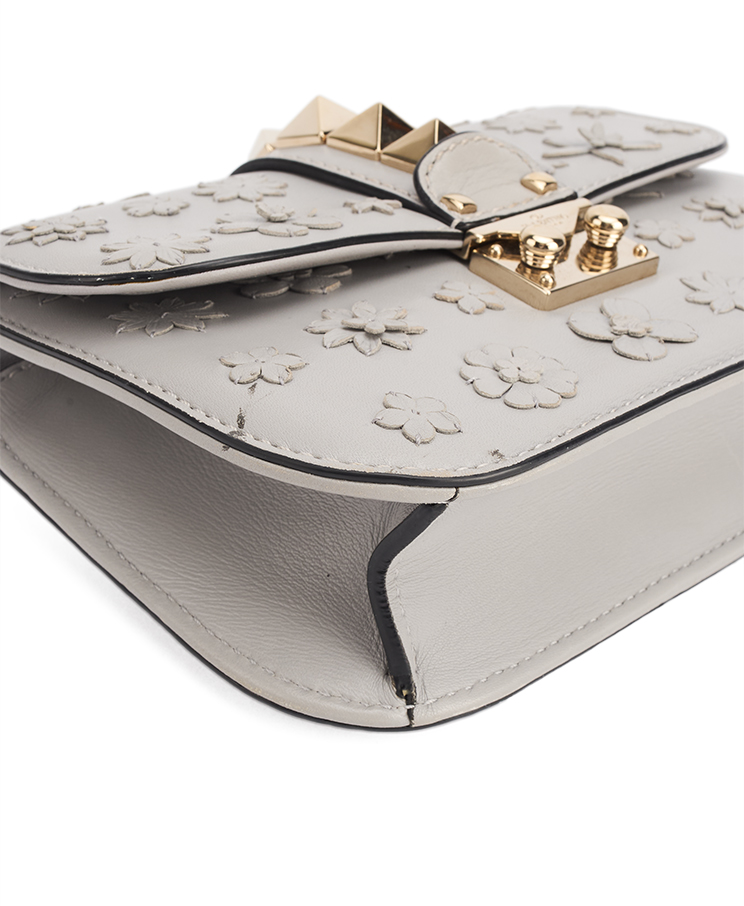 Valentino Garavani Rockstud Glam Lock Vitello Flower Small