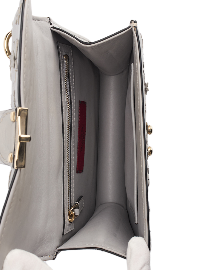 Valentino Garavani Rockstud Glam Lock Vitello Flower Small