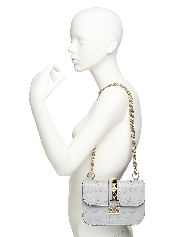 Valentino Garavani Rockstud Glam Lock Vitello Flower Small