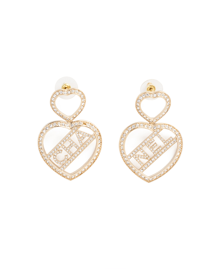 Chanel CC Heart Drop Earrings