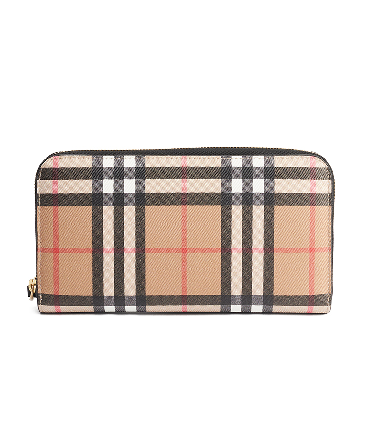 Burberry Check Zip Around Wallet