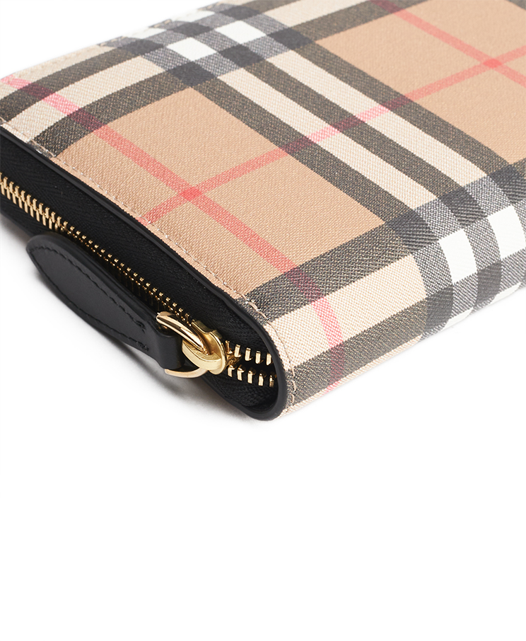 Burberry Check Zip Around Wallet