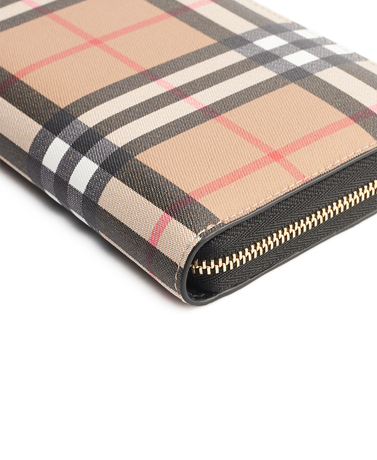 Burberry Check Zip Around Wallet
