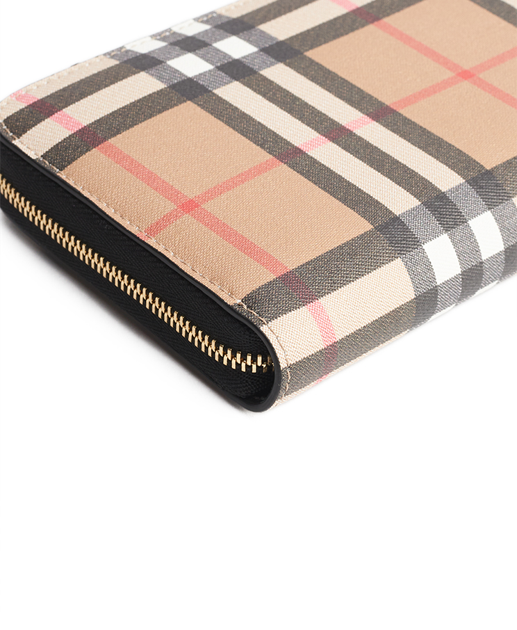Burberry Check Zip Around Wallet