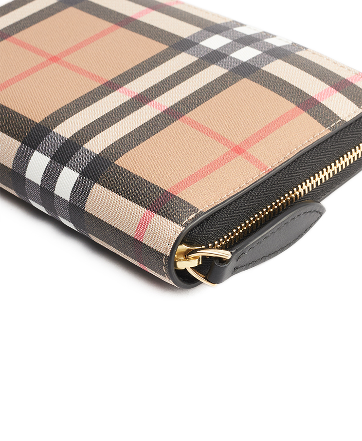 Burberry Check Zip Around Wallet