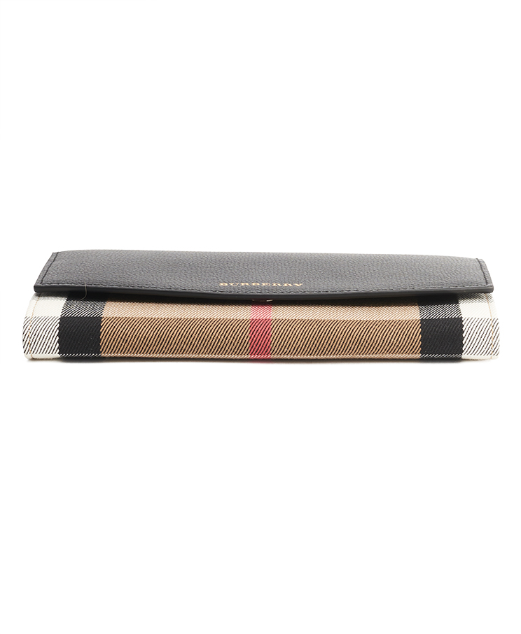 Burberry Check Long Wallet With Flap