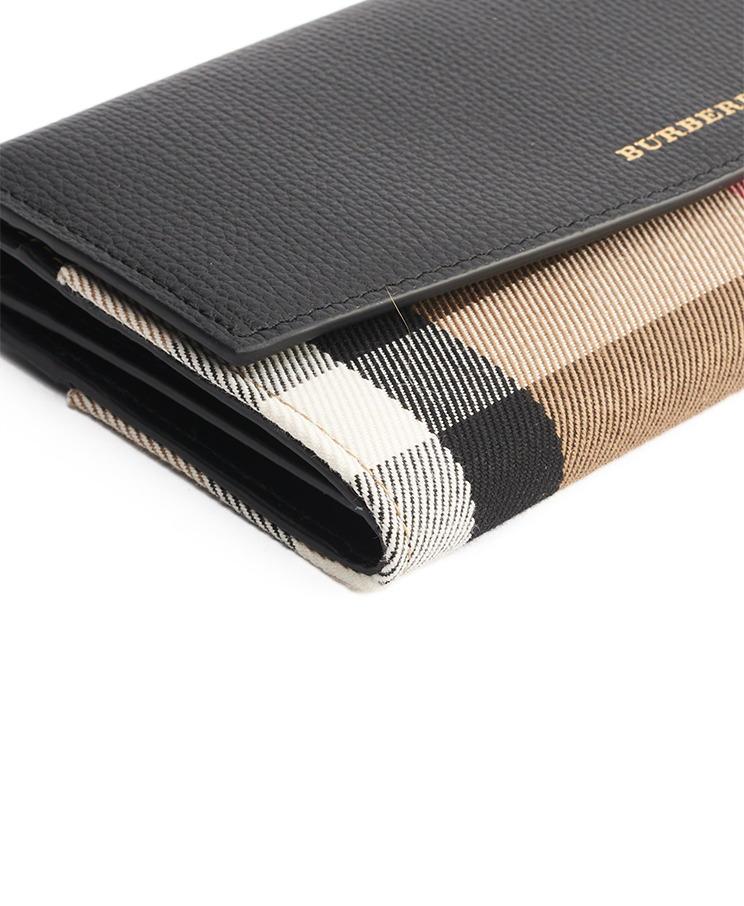 Burberry Check Long Wallet With Flap