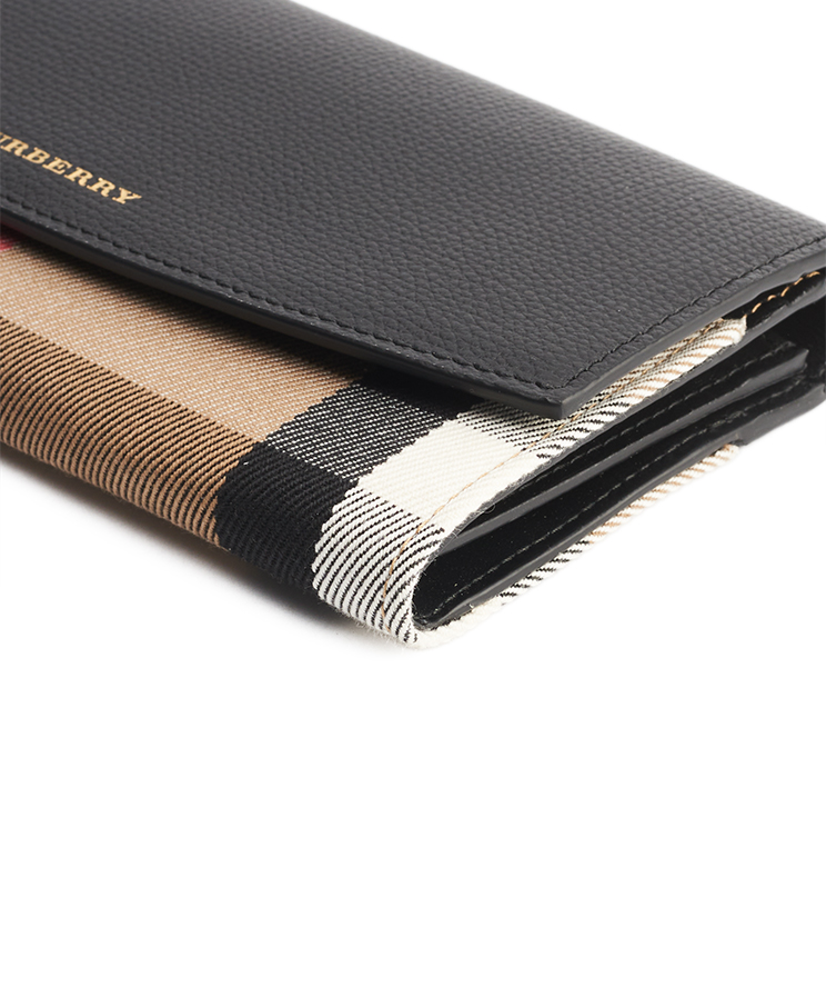 Burberry Check Long Wallet With Flap