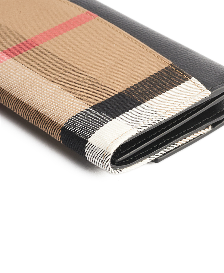 Burberry Check Long Wallet With Flap