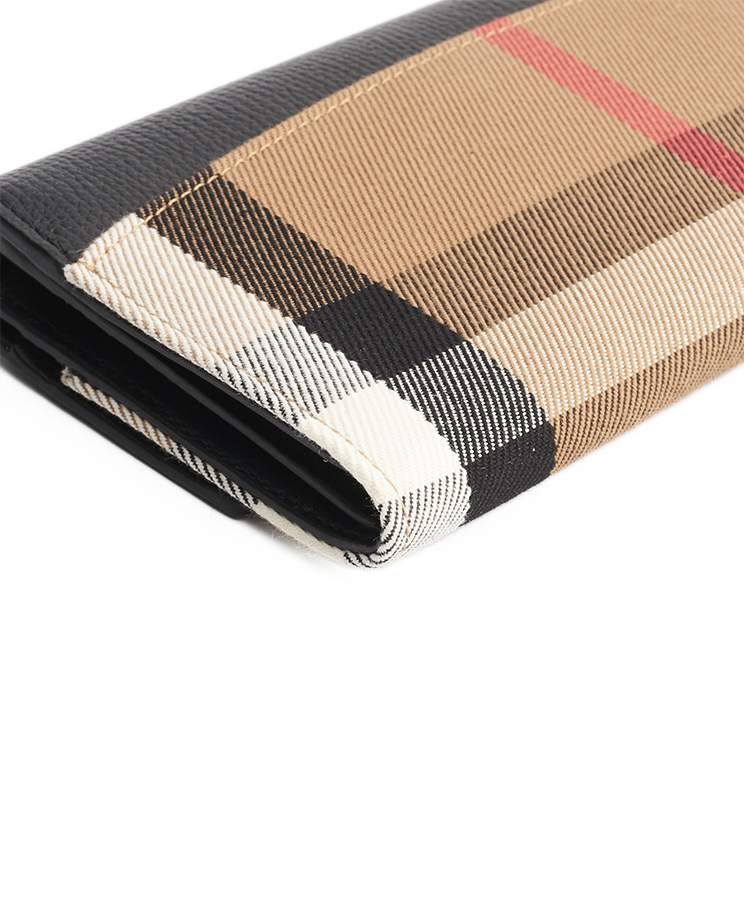 Burberry Check Long Wallet With Flap