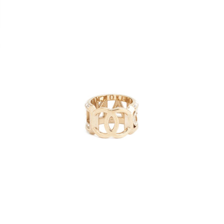 Chanel Crystal CC Logo Ring
