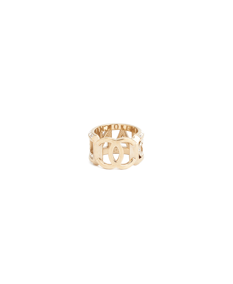 Chanel Crystal CC Logo Ring