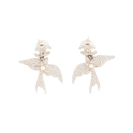 Chanel Crystal Swallow Drop Earrings