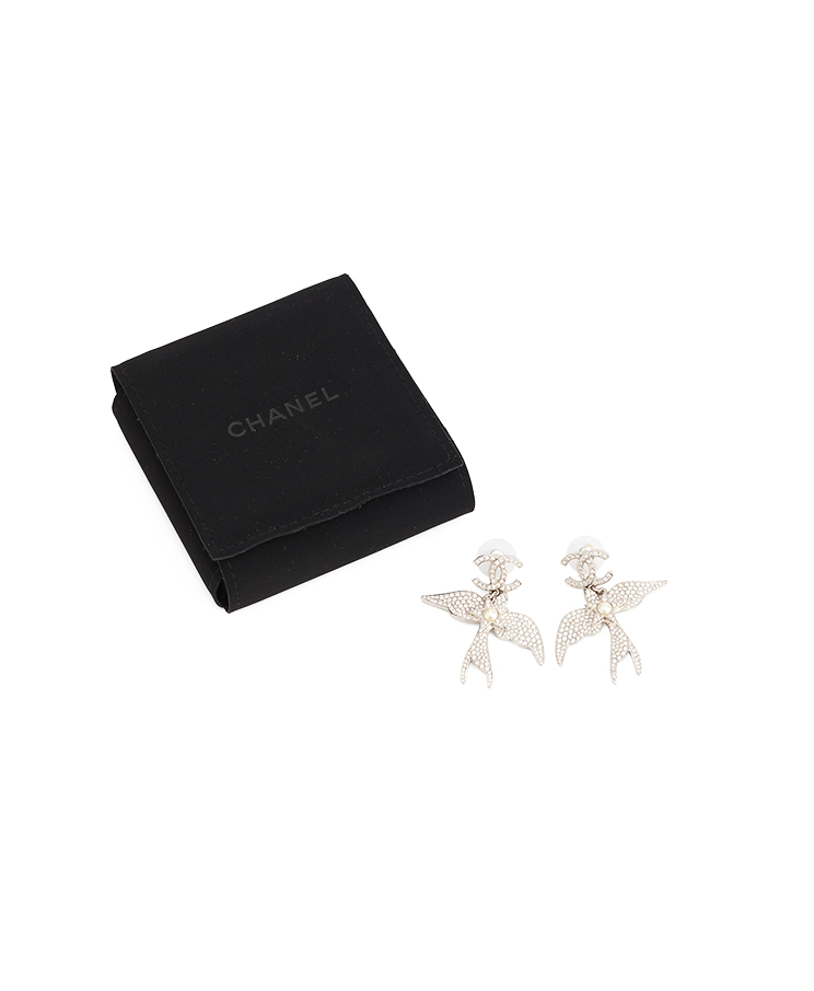 Chanel Crystal Swallow Drop Earrings