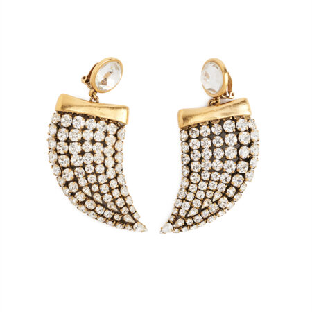 Saint Laurent Horn Crystal Clip-On Earrings