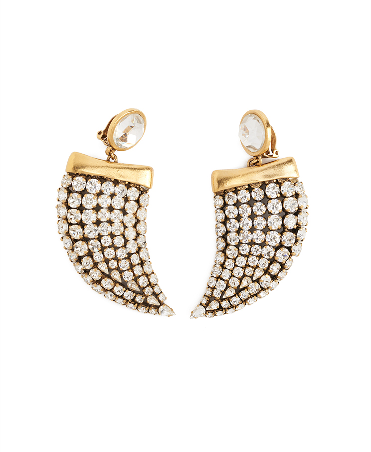 Saint Laurent Horn Crystal Clip-On Earrings