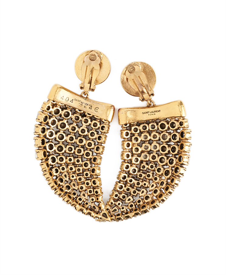 Saint Laurent Horn Crystal Clip-On Earrings