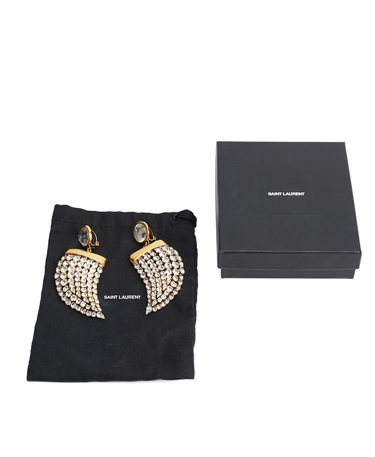 Saint Laurent Horn Crystal Clip-On Earrings