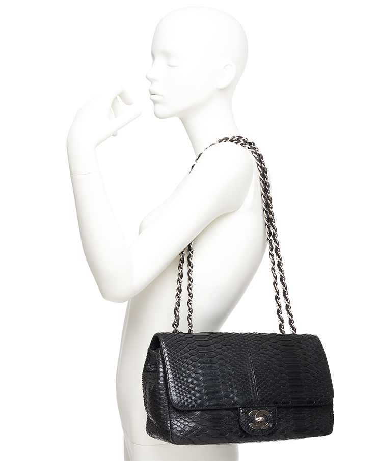 Chanel Classic Single Flap Jumbo Python
